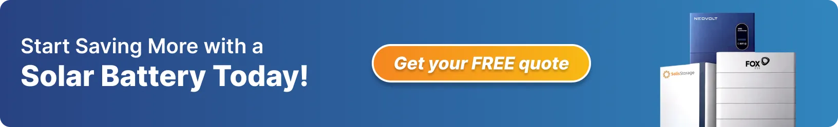 Promotional image for a solar battery offering free quote today, highlighting renewable energy benefits.