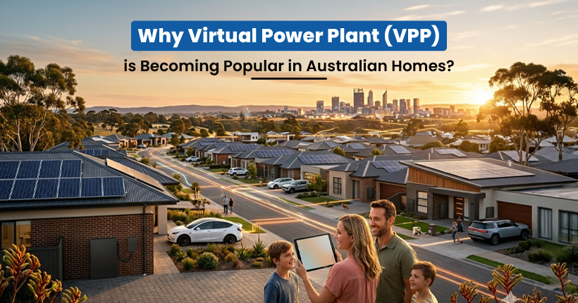 Modern Australian homes with rooftop solar connected to virtual power plant network